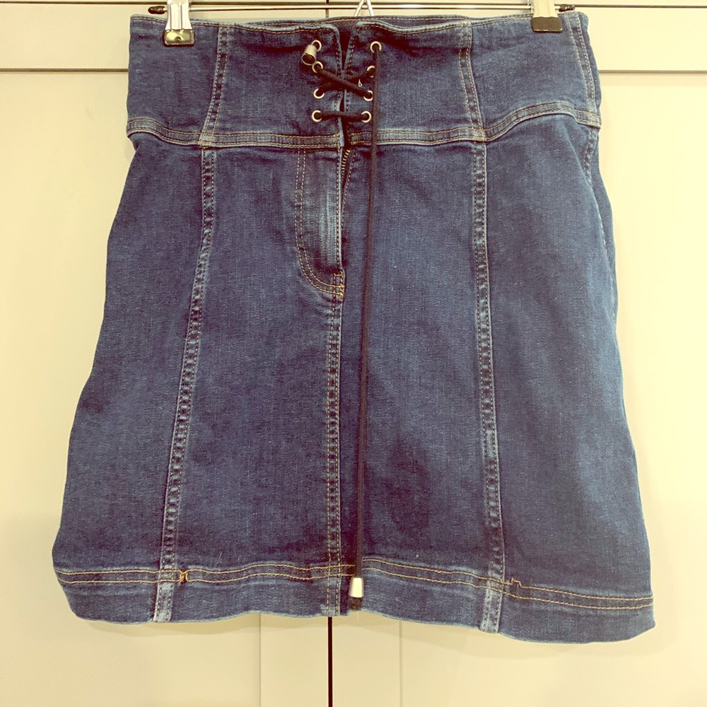 High waisted jean skirt
